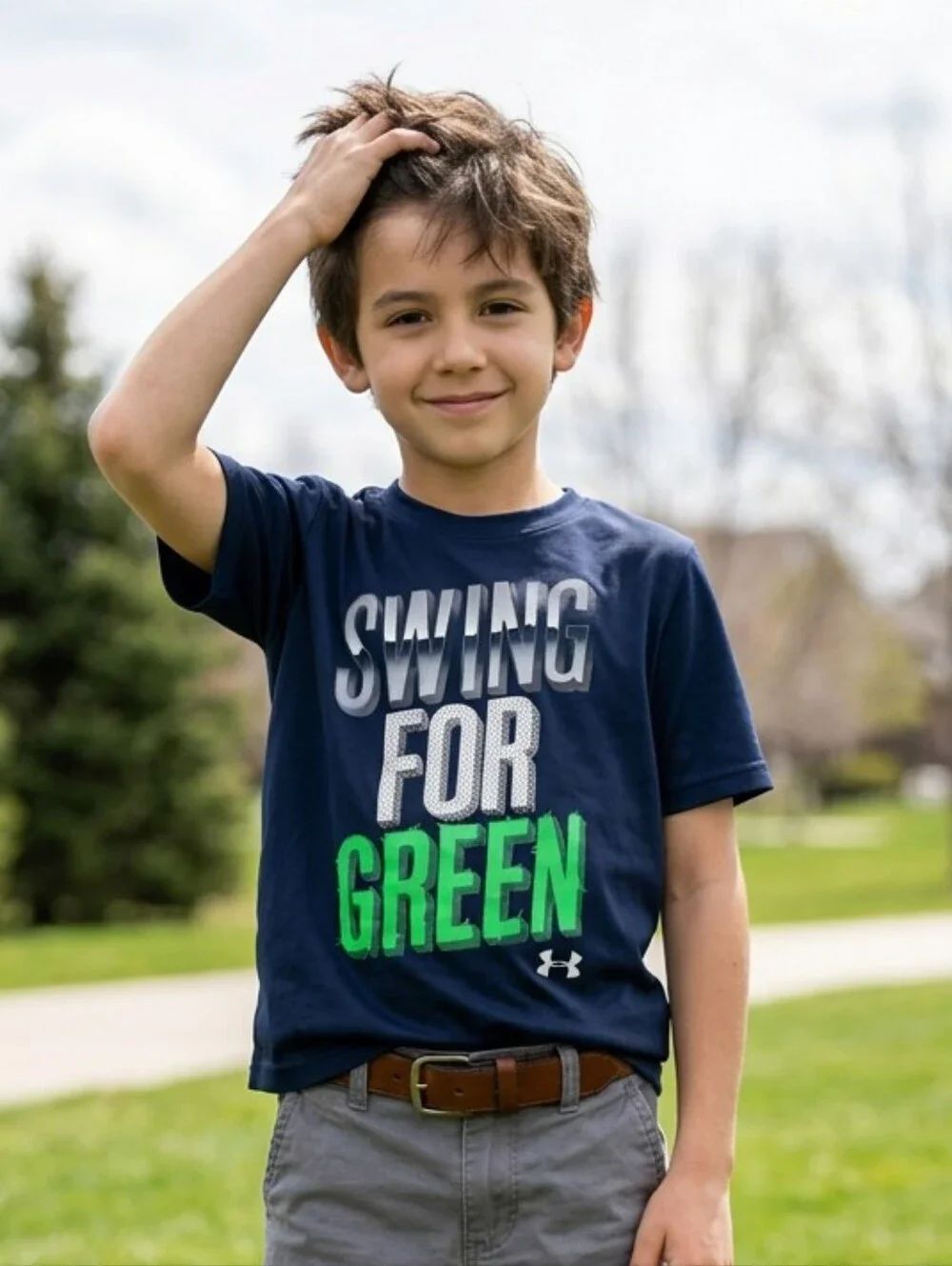 Under Armour Boys Swing for Green HEATGEAR Loose Jersey Tee YSM Baseball Golf UA